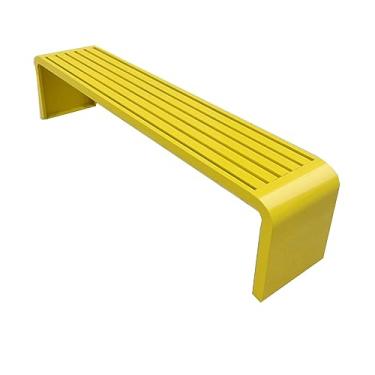 Imagem de Banco de jardim de metal ao ar livre, assentos de móveis, sofá sem costas, banco sem costas para quintal de parque, cadeira de banco de pátio, ideal para gramado e interior (cor: amarelo, tamanho: 120