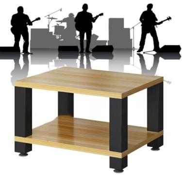 Imagem de Rack HiFi 2 3 4 níveis de armazenamento de mídia suporte toca-discos com absorção de choque, equipamento AV suporte móvel de mídia aberta (preto, 60 x 48 x 10 cm)