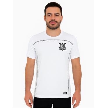 Imagem de Camiseta Corinthians Masculina Gola V Dry Branca Licenciado-Masculino