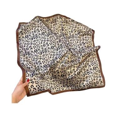 Imagem de Lenço De Seda Com Estampa De Leopardo 70X70cm Para Mulheres, Xale Quad