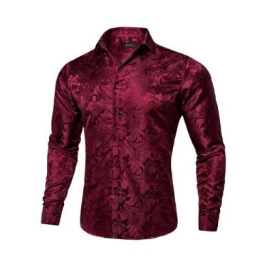 Imagem de Camisa De Casamento E Formatura Masculina De Luxo Em Poliéster Roxo Co