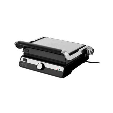 Imagem de Grill Elétrico Black+Decker G1500G Gourmand Gris 1500W Abertura 180 Chapas Removíveis Antiaderente Inox