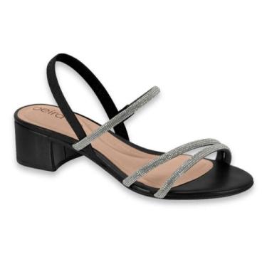 Imagem de Sandalia Feminina Beira Rio Conforto Salto Baixo Bloco Festa Chic Elás