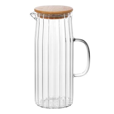 Imagem de Jarra de Vidro Borossilicato 1,2L com Tampa de Bambu para Sucos e Águas Aromatizadas Transparente Wolff