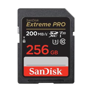 Imagem de Cartão de Memória SD Extreme Pro V30 U3 4K Alta Velocidade 256GB Preto Sandisk