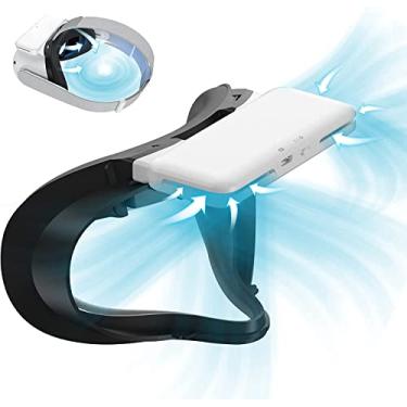 Imagem de Adequado para Tampa da Face do Ventilador de Refrigeração para Oculus Quest 2 Acessórios, Proteção facial em PU macio, Compatível com o ventilador de resfriamento Quest 2 ventilação ativa da circulação de ar para aliviar o embaçamento das lentes (2 Velocidades)