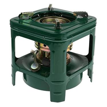 Imagem de Aquecedor de querosene, queimador de fogão a querosene aquecedor de óleo de aço inoxidável leve e conveniente com 6 pavios para acampamento interno fogão de acampamento sem fumaça, verde, 18 x 18 cm