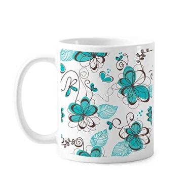 Imagem de Caneca de cerâmica com flores de água-marinha de arte moderna para cerâmica xícara de café e porcelana