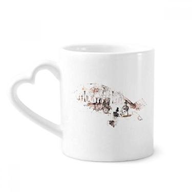 Imagem de Caneca de aquarela de carro vintage arquitetura britânica caneca de café cerâmica copo de coração de vidro