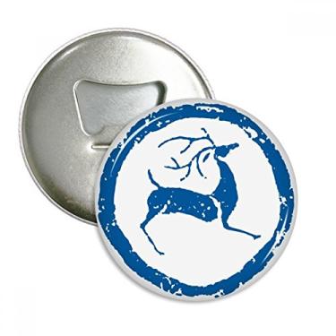 Imagem de Desenhos animados veado animal abridor de garrafas azul ímã de geladeira emblema multifuncional