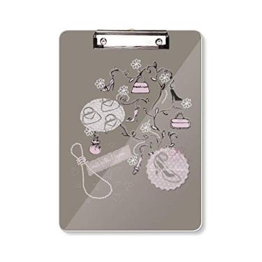 Imagem de Sapatos de salto alto flor bolsa padrão prancheta pasta bloco de escrita placa de suporte A4