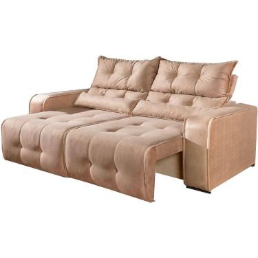 Imagem de Sofá 2 Lugares Retrátil e Reclinável Minas Tecido Suede 180cm Cor Bege