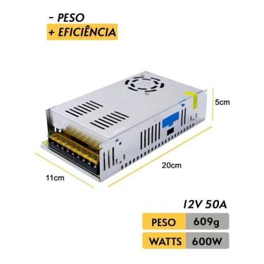 Imagem de Kit 2 Fonte Chaveada 12v 50a 600w Centralizada Bivolt Eletro