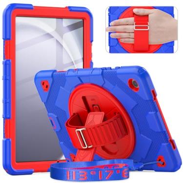 Imagem de timecity Capa para Galaxy Tab A9+ Plus 11 polegadas (capa SM-X210/X216/X218). Capa protetora para tablet com protetor de tela, suporte giratório de 360°, alça de mão e ombro - azul escuro