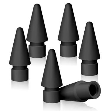 Imagem de Midhaad Pontas de substituição para Apple Pencil de 1ª e 2ª geração, sem desgaste, ponta fina, controle preciso, caneta Stylus para iPad Pro/Air/Mini, preta, pacote com 6