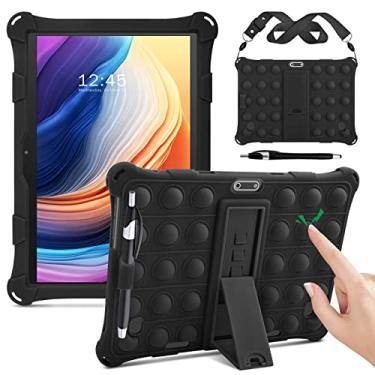 Imagem de DETUOSI Capa de silicone compatível com Dragon Touch Notepad K10, capa universal para tablet de 10 polegadas, capa protetora multiângulo para ZONKO K105 de 10 polegadas, Winsing 10 com alça e caneta