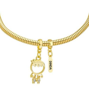 Imagem de Pulseira Madrinha De Menino Berloque Banhado a Ouro 18k - Work Semijoi