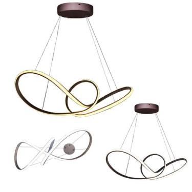 Imagem de Lustre Pendente Aneis 3 em 1 Arco Infinito 49W LED Teto Luxo Recepçao 