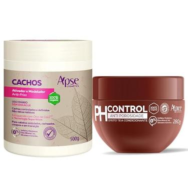 Imagem de Apice Kit Marcara Acidificante Ph Control 280g Antiporosidade e Ativador De Cachos Apse 500g Beleza dos cacho No Poo Low Poo Apice