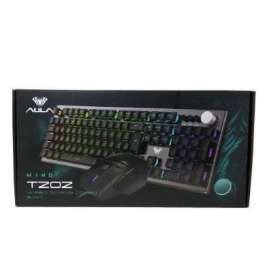 Imagem de Kit Gamer Aula Wind T202 Teclado Mouse 4800dpi Mousepad