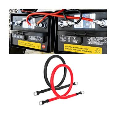 Imagem de AICEL Conjunto de cabos de bateria de 4 AWG com terminais, cabos inversores de bateria de cobre puro com pinos de 3/8 polegada, fio de alimentação (positivo e negativo) para quadriciclo solar ATV RV barco motocicleta marinha automotiva (45,7 cm)