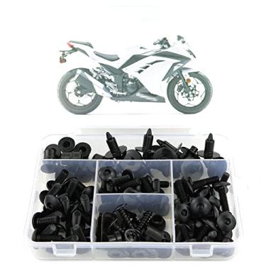 Imagem de Kit de parafusos de carenagem Xitomer, para KAWASAKI Ninja300 EX300 Ninja250 2013 2014 2015 2016 2017 2018 2019, kits de montagem arruelas/porcas/fixadores/ilhos/ilhós (preto fosco)