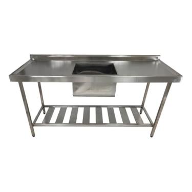 Imagem de Pia Aço Inox 180cm X 60cm X 90cm + Cuba 50x40x30 Industrial