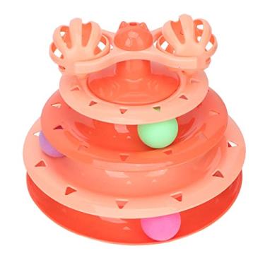 Imagem de Bola Giratória para Gatos, Brinquedo de Rolo Interativo para Gatos 4 Níveis, Exercício Multiuso Destacável Com 2 Bolas para Casa para Gatinho (Laranja)