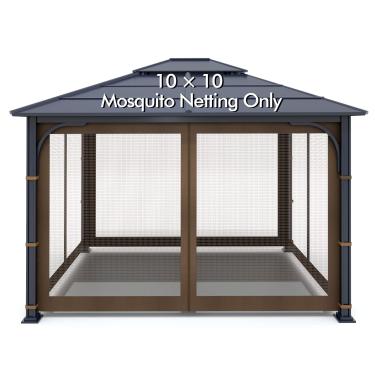 Imagem de Wonwon Gazebo Universal Substituição Mosquiteiro Outdoor Gazebo Dossel Tela Paredes com 4 painéis com zíper para mirante de 3,5 x 25,4 m (somente rede mosquiteira) (marrom)
