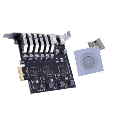 Imagem de Placa de expansão PCI-E de interface dupla PCIE para 8 portas USB 3.2 Gen1 controlador tipo C adaptador de 5 Gbps