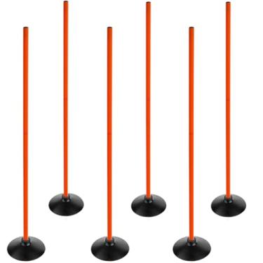 Imagem de ASENVER Conjunto de bastões de agilidade de futebol laranja, mastro de velocidade de treinamento esportivo destacável, bastões de slalom com base de borracha, equipamento esportivo de treino (4,9 pés, pacote com 6)