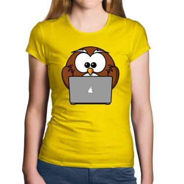 Imagem de Baby Look Algodão Coruja Internauta - Foca na Moda, Amarelo, M