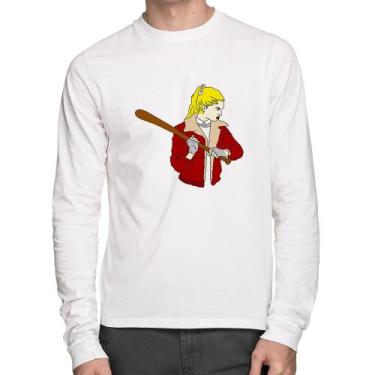 Imagem de Camiseta Algodão Baseball Girl Manga Longa - Foca na Moda, Branco, M