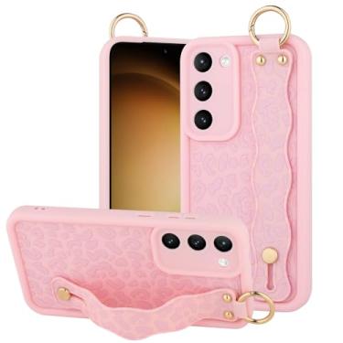 Imagem de OOK Capa de leopardo compatível com Samsung Galaxy S23 5G com alça de pulso, capa fina de TPU (poliuretano termoplástico) rosa leopardo à prova de choque com proteção de câmera para mulheres e