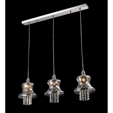 Imagem de Pendente Triplo Vidro Fumê com Cristais 3G9 PE-012/3.80 Mais Luz