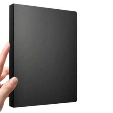 Imagem de Pastas de Arquivo Pasta PP perfurada A4 clipe tipo D de 4 furos pasta transparente azul pasta a4 Organizador de Arquivos(Preto)