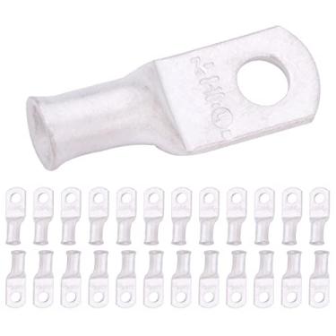 Imagem de SELTERM 8 AWG # 10 pinos (25 peças), UL Marinha Grade Wire Lugs, Extremidades do cabo da bateria, Ilhós de cobre estanhado, Conectores de Terminal de Anel Tubular [B2]