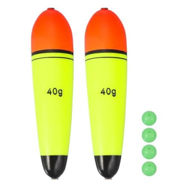 Imagem de YELARXI Boias deslizantes de pesca, boias de espuma EVA com contas de peixe, flutuação de 40 ml, adequada para poleiro, carpa, rolhas, água salgada, água doce (pacote com 2, vermelho/amarelo)
