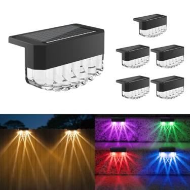 Imagem de Luzes solares para cercas, 5 modos de iluminação, luzes de degrau ao ar livre, luz solar super brilhante à prova d'água de LED para decoração de quintal de piscina