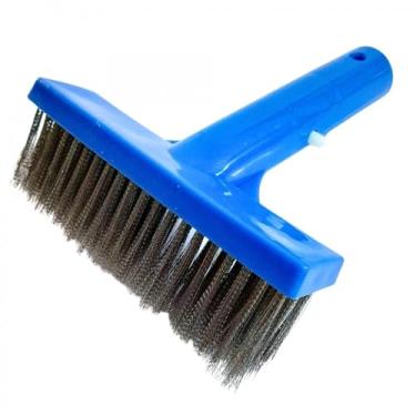 Imagem de Escova com Cerdas em Aço Inox 12cm para Limpeza de Piscina de Alvenaria e Concreto
