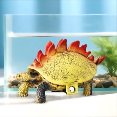 Imagem de Fantasia divertida de tartaruga estilo estegossauro, fantasia de réptil de Halloween, acessório de cabeça de dinossauro de látex para fantasia de animais de estimação (pequeno)