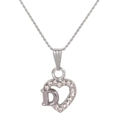 Imagem de Touchstone Bollywood indiano feito à mão com letra do nome do alfabeto amor expressivo strass branco designer joia grossa fofa corrente elegante pingente em tom prata para mulheres, Metal, Sem Pedra