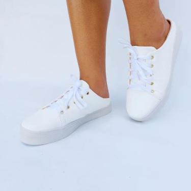 Imagem de Tênis Feminino Mule Babuche Calce Fácil - Lushoes, Branco, 38