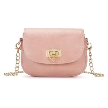 Imagem de LJCTULY Bolsas infantis para meninas - Bolsa infantil com cadeado de coração - Bolsa transversal para meninas, presente de aniversário para crianças (rosa)
