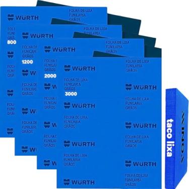 Imagem de Kit de Lixas Dagua 800 1200 2000 3000 Wurth + Taco para Lixar Suporte de Lixa