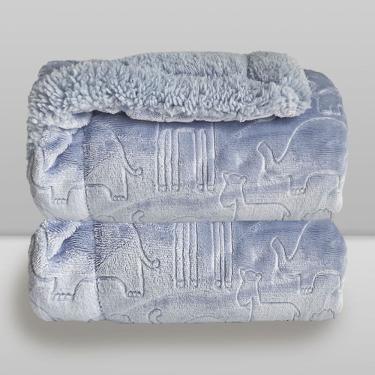 Imagem de Cobertor Plush com Sherpa Ferrete Azul - Laço Bebê