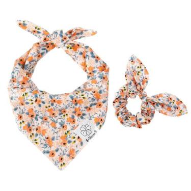 Imagem de Conjunto de bandanas para cães e elásticos combinando E-Clover Flower