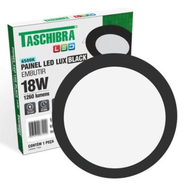 Imagem de Painel De Led Redondo Embutir 18w Preto Bivolt Taschibra 6500k Luz Fri