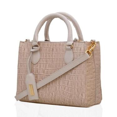 Imagem de Bolsa Tote Feminina Preto Textura Croco com Dupla Alça Comfort, M, Van