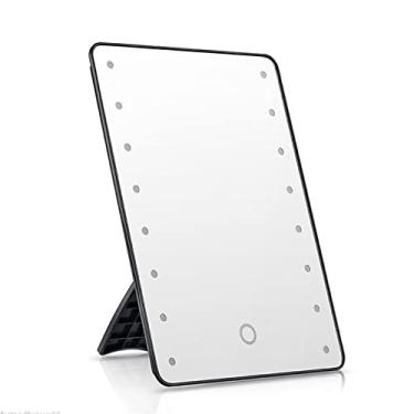 Imagem de Espelho de maquiagem LED espelho de maquiagem espelho de tela sensível ao toque com luzes brilhantes ajustáveis espelhos de maquiagem suporte operado para espelho de banheiro de mesa